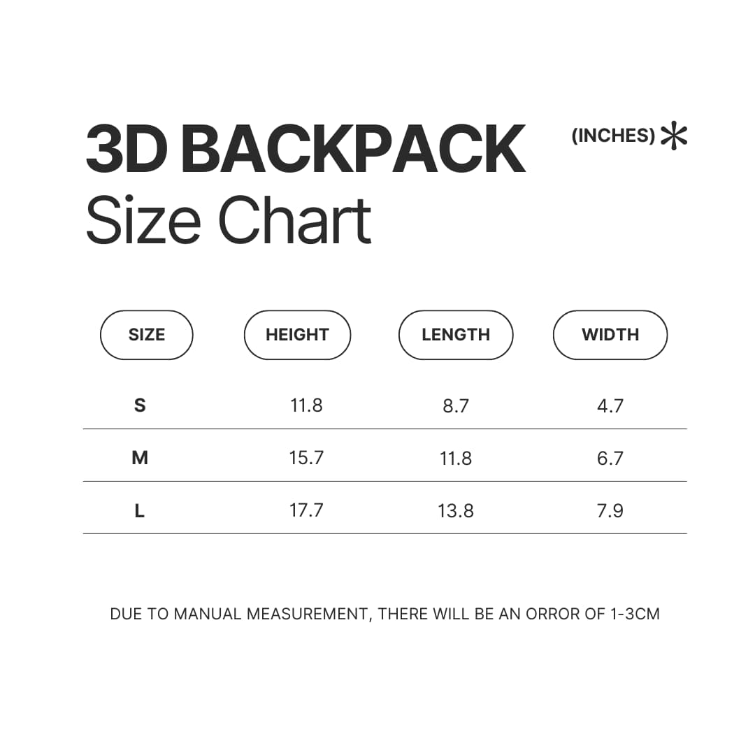 3D Backpack Size Chart - Gundam Merch