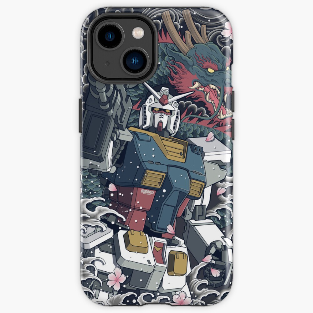 Gundam Blue Japanese Dragon Sakura Tattoo Art Iphone Case
