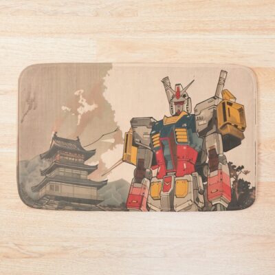 Retro Style Gundam Print Bath Mat