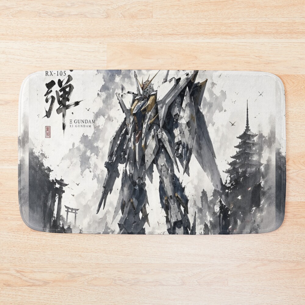Rx-105 Xi Gundam Hathaway Watercolor Bath Mat