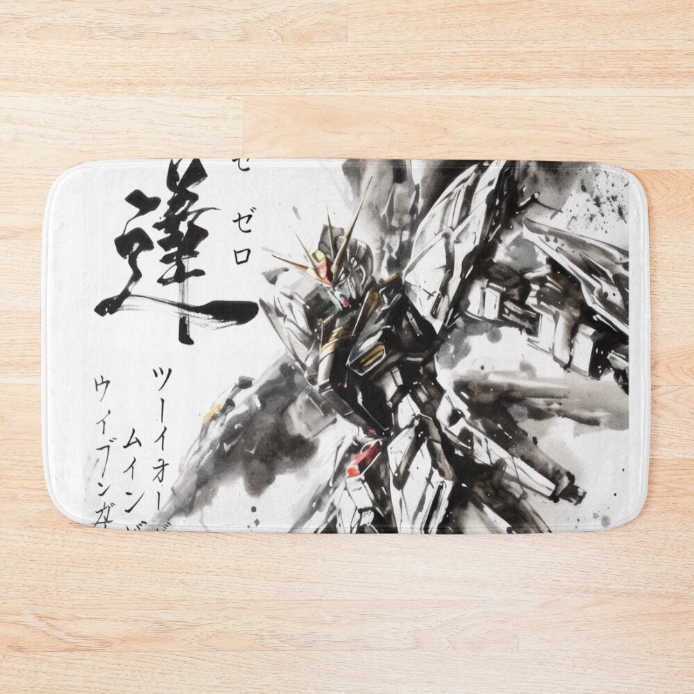 Wing Gundam Zero Sumi-e Ink Art Bath Mat