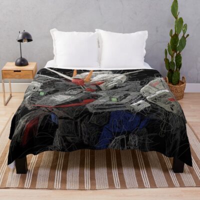 Gundam Freedom Zgmf-x10a Scribble Throw Blanket