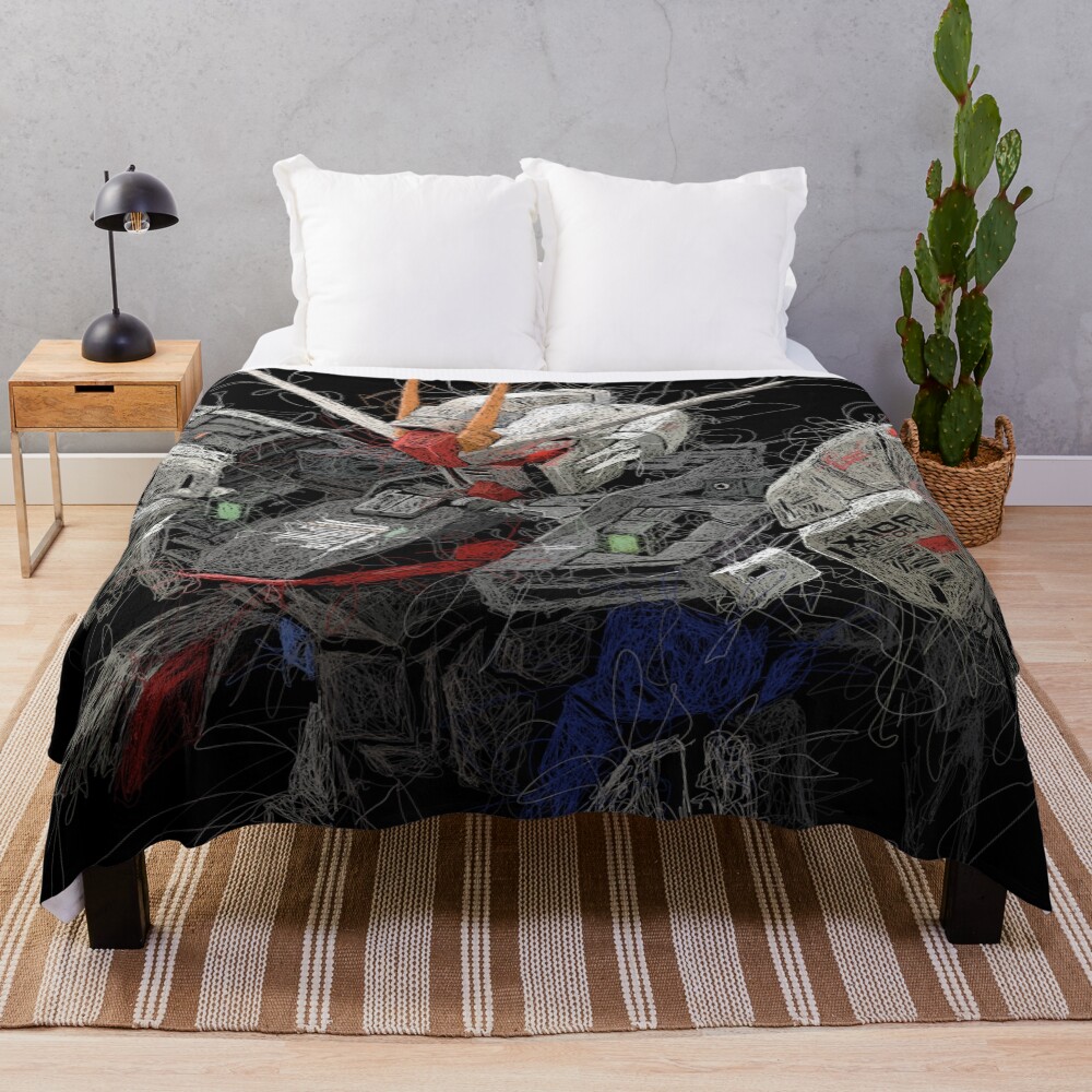Gundam Freedom Zgmf-x10a Scribble Throw Blanket