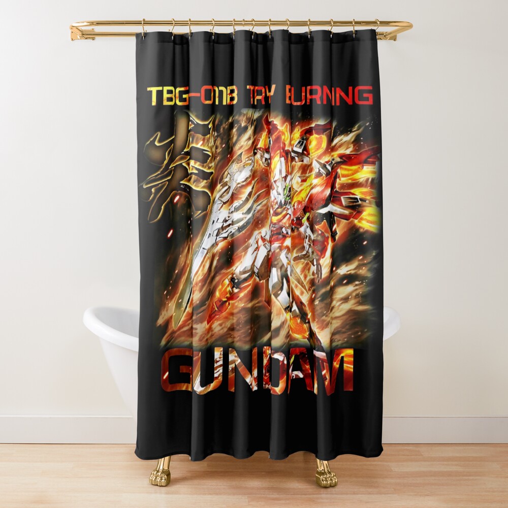 Gundam Try Burning Unit Shower Curtain