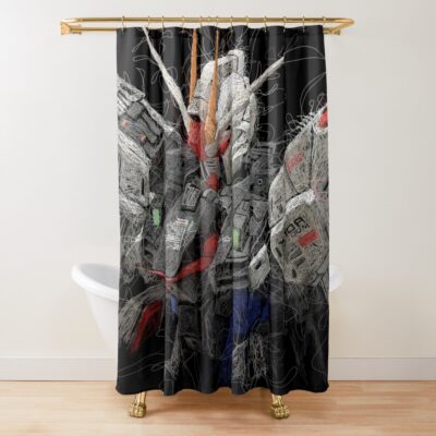 Gundam Freedom Zgmf-x10a Scribble Shower Curtain